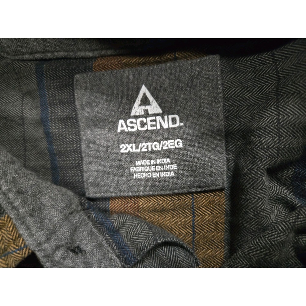 Ascend Flannel‎ Button-Up Shirt Mens 2XL Plaid Long Sleeve Outdoors Pockets - Picture 3 of 7